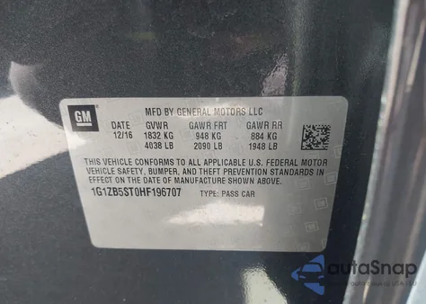 2017 Chevrolet Malibu Ls из США, поврежденный, VIN 1G1ZB5ST0HF196707